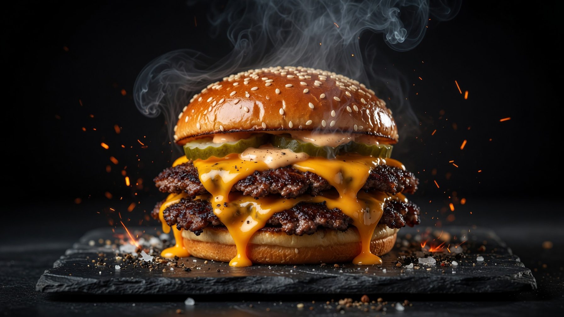 A flame-grilled Prime double cheeseburger